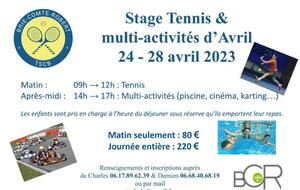 Stage Tennis et Multi-activités AVRIL 2023