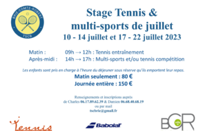 Stage Tennis et Multi-activités Juillet 2023